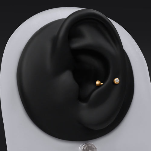 Snug Piercing Bar, Gold Jewelled, ASTM F-136 Titanium, Internally Threaded