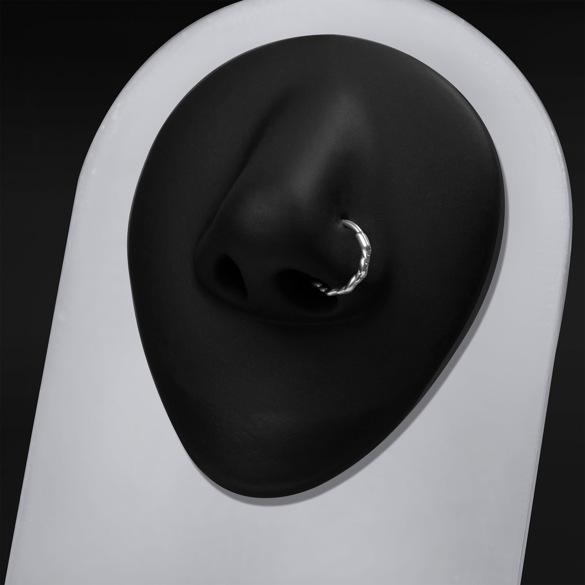 Anneau de Piercing de Nez, Clicker Corde Torsadée, Argent, Titane ASTM F136