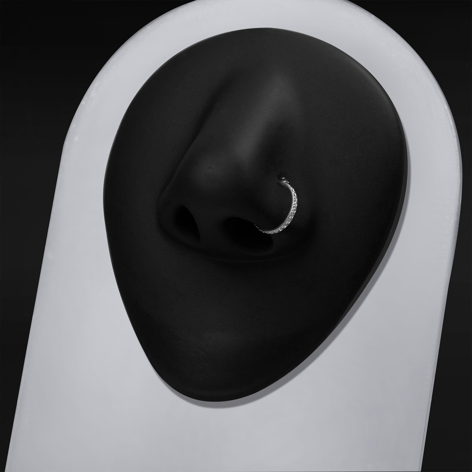 Anneau de piercing nasal, argenté, sans soudure et orné de bijoux, titane ASTM F136