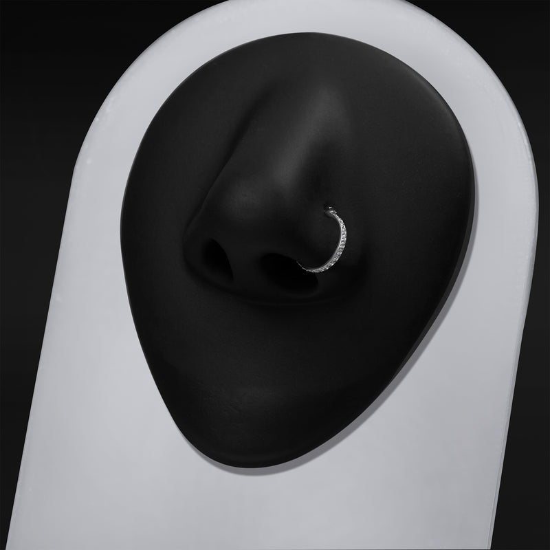 Anneau de piercing nasal, argenté, sans soudure et orné de bijoux, titane ASTM F136