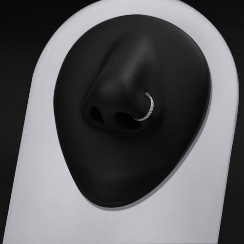 Clicker-Ring, Silber, nahtlos und mit Schmucksteinen, ASTM F136 Titan
