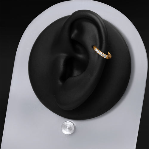 Gold Jewelled Helix Clicker Hinged Ring ASTM F136 Titanium 1mm Gauge