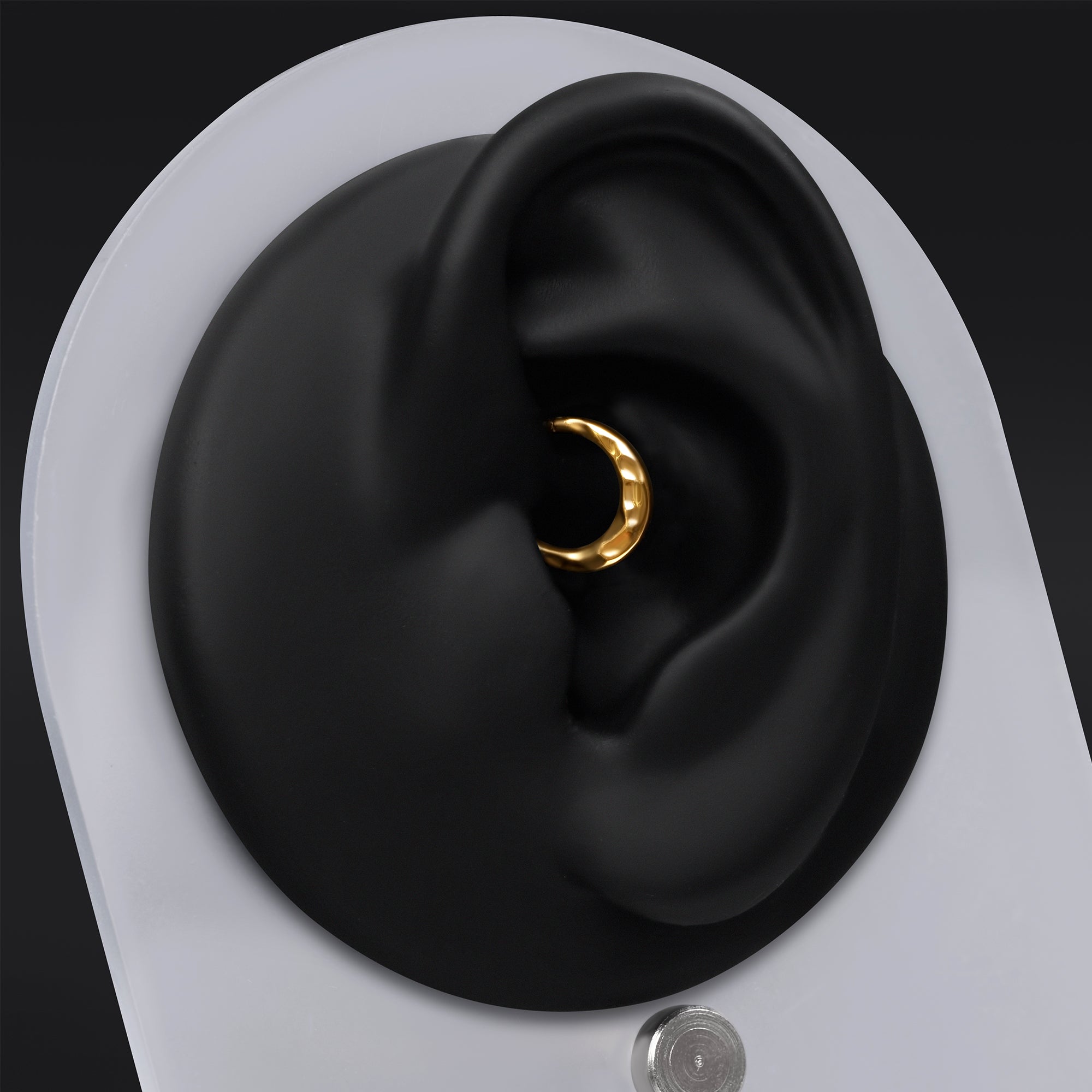 Gold Hammered Dome ASTM F136 Titanium Daith Clicker Ring