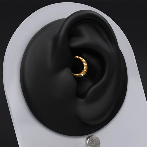 Gold Hammered Dome ASTM F136 Titanium Daith Clicker Ring