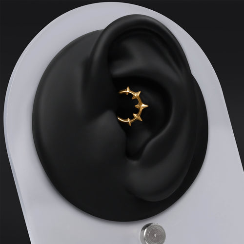 Gothic Spiked ASTM F136 Titanium Gold Daith Clicker Ring