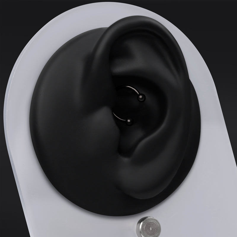 Horseshoe Daith Jewellery, Black, Internally Threaded, Titanium