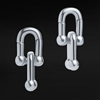 Silver Double Link Steel Hoop Ear Hangers - Pair