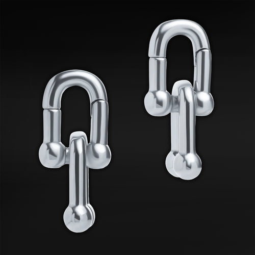 Double Link Silver Steel Hoop Earring Hangers (Pair)