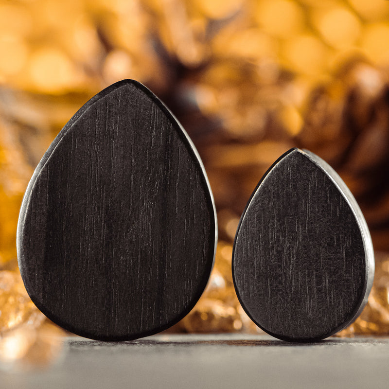 Black Ebony Teardrop Wood Ear Plug / Gauge
