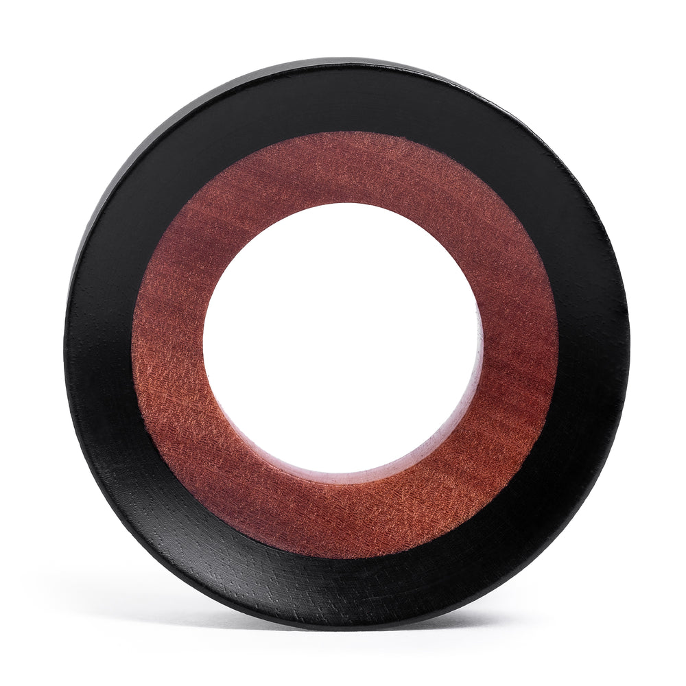 Ebony And Saba Wood Ear Tunnel - Double Flare Wooden Ear Plugs / Gauges in 8mm (0g) - 30mm (1.18")