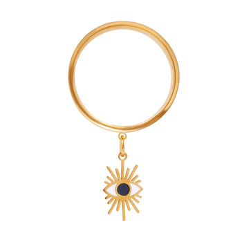 The Auric Sacred Heart Charm Gold Steel Double Flared Tunnel Dangle / Plug / Gauge