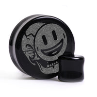 Façade - Plug squelette souriant / Calibre - Verre noir | Double flare à face plate