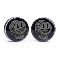 Façade - Plug squelette souriant / Calibre - Verre noir | Double flare à face plate