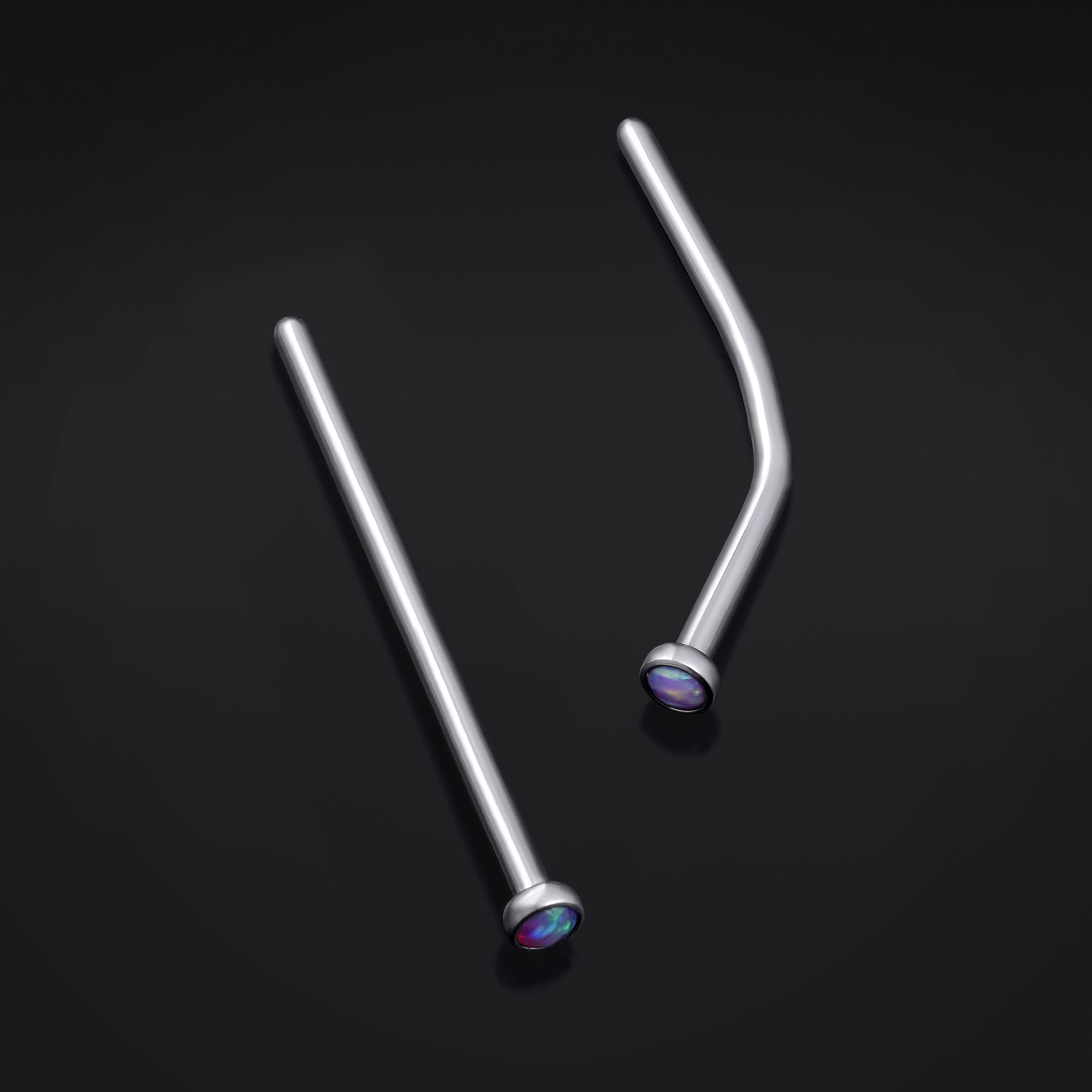 Stud de nez queue de poisson, opale violette, titane