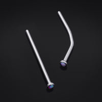 Stud de nez queue de poisson, opale violette, titane