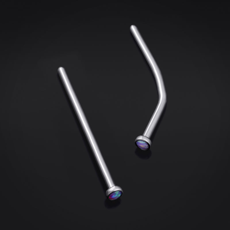 Stud de nez queue de poisson, opale violette, titane