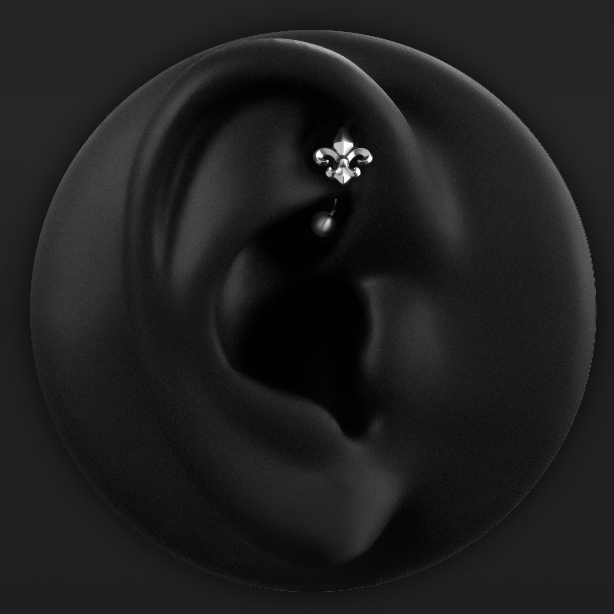 Rook Piercing Jewelry, Silver, Fleur De Lis, Threadless, Titanium