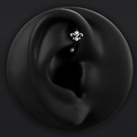 Bijou de piercing rook, argent, fleur de lis, threadless, titane