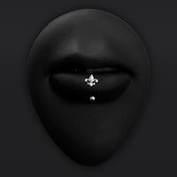 Vertical labret, argent, fleur de lys, sans filetage, titane