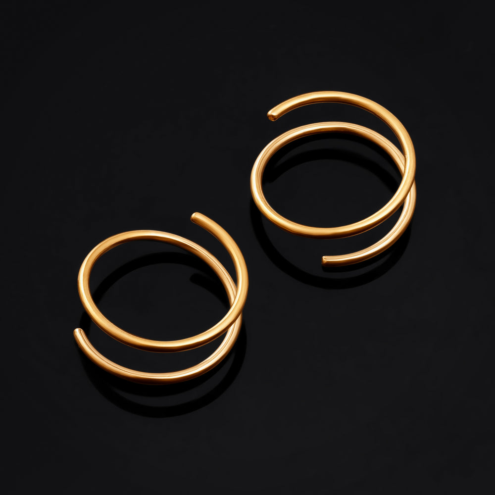 ASTM F136 Titanium Gold Double Nose Ring for Single Piercing 20G Twist Spiral Nose Ring - ASTM F136 Titanium Gold Double Nose Ring for Single Piercing 20G Twist Spiral Nose Ring 10mm