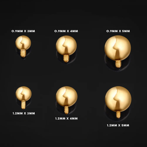 Internally Threaded Barbell Ends, Gold, Internally Threaded, Titanium