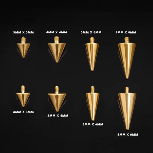 Internally Threaded Barbell Attachment, Gold, Spike Attachment, Titanium