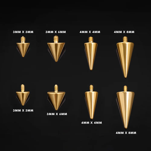 Internally Threaded Barbell Attachment, Gold, Spike Attatchment, Titanium