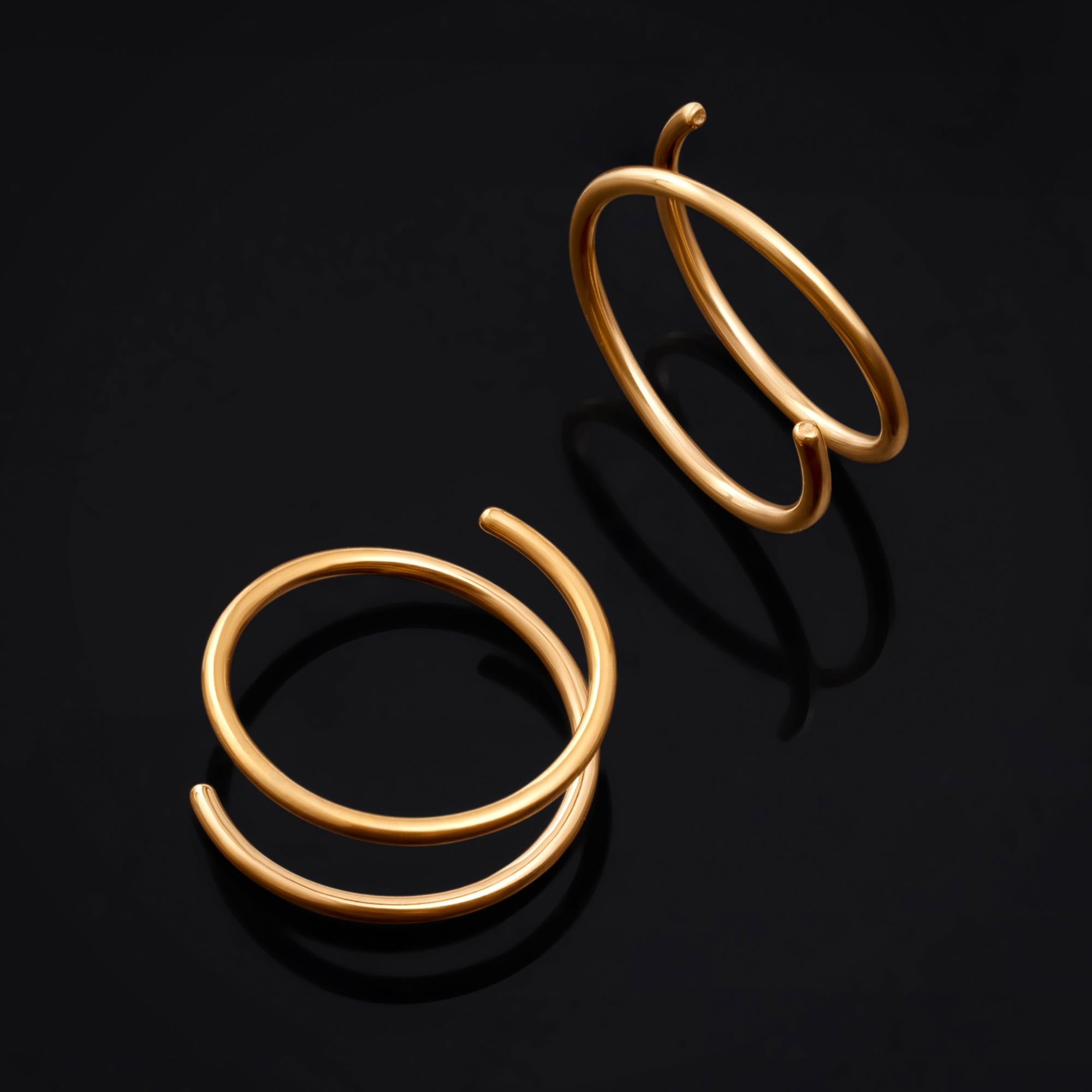 Spiral Nose Ring, Gold, Double Ring Effect, ASTM F136 Titanium, 20G