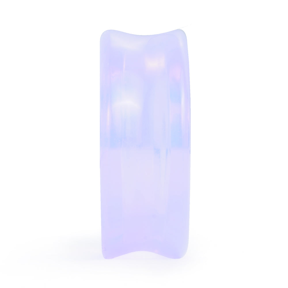 Pink Opalite Glass Ear Tunnel - Double Flare Purple Lavender Glass Ear Plugs / Gauges in 6mm (2g), 20mm (13/16th), 30mm (1.18")