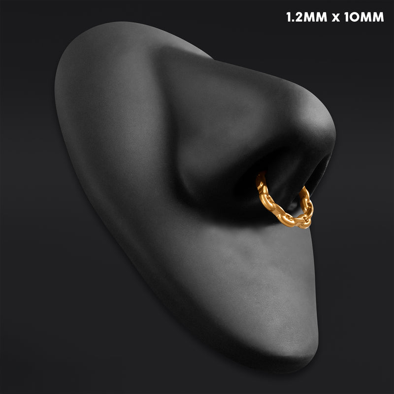 Clicker de septum, doré, motif chaîne, titane, 1.2mm