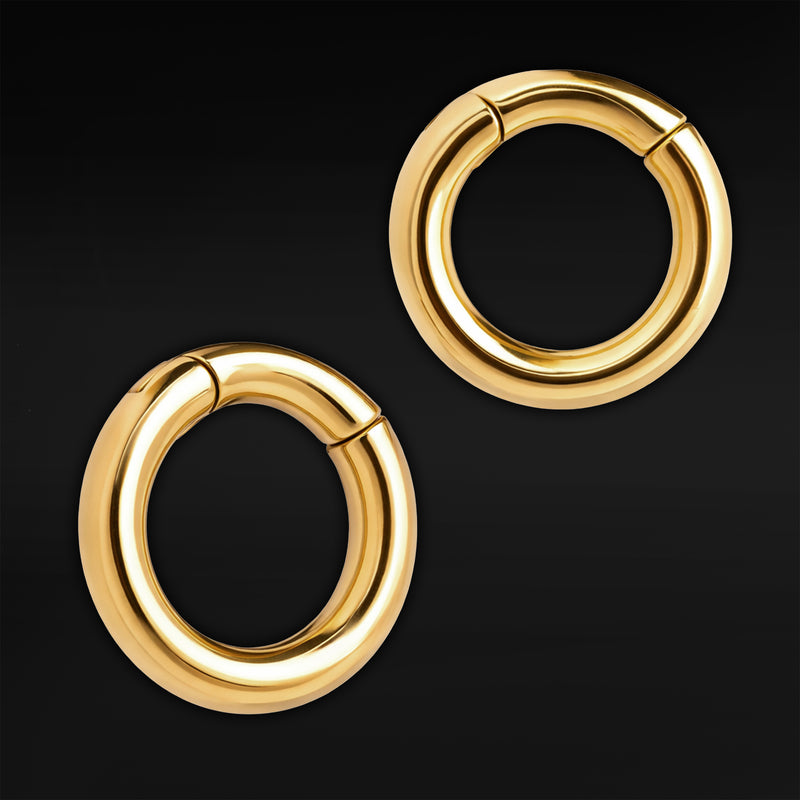 Poids d'oreille circulaires en acier doré - Paire