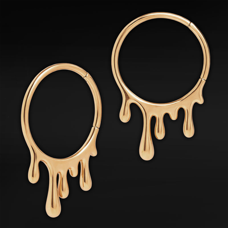 Pendants d'oreille dégoulinants en acier doré - Paire