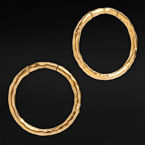 Gold Hammered Steel Hoop Earring Hangers (Pair)