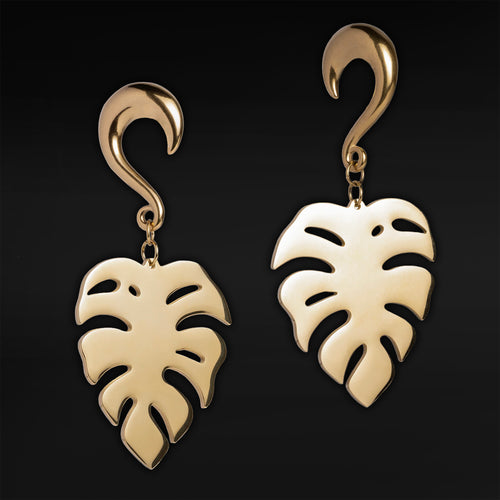 Gold Monstera Leaf Earring Hangers (Pair)