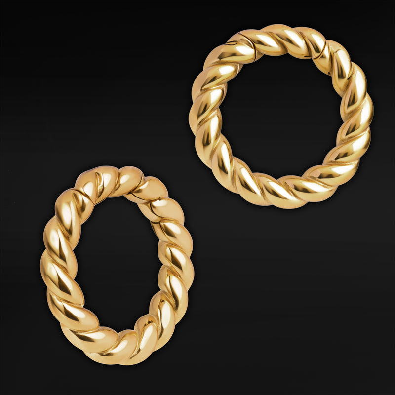 Poids d'oreille corde en acier doré - Paire
