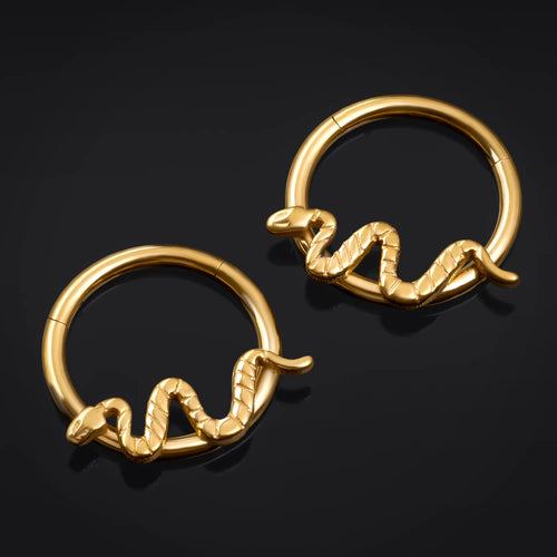 Gold Snake ASTM F136 Titanium Segment Clicker Septum Nose Ring