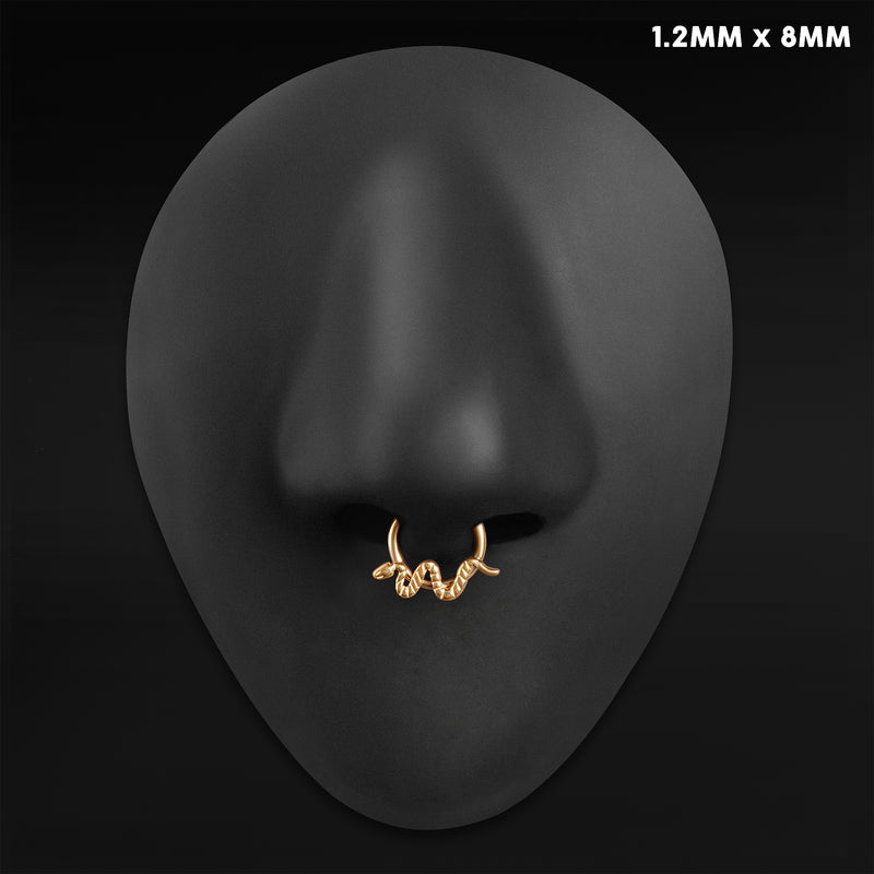 Anneau clicker pour septum, doré, serpent, titane ASTM F136