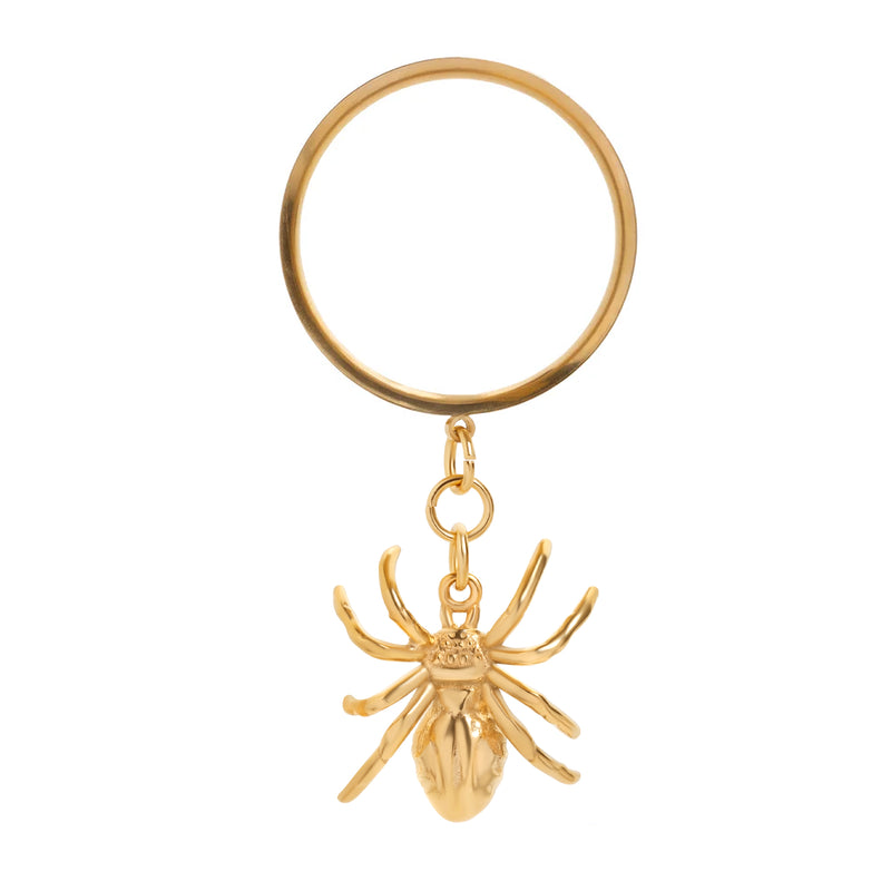 Charm araignée en acier doré, tunnel d’oreille à double flare, pendentif / Plug / jauge