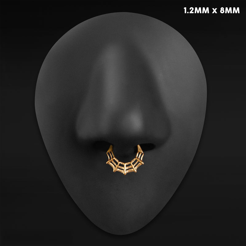 Clicker pour septum, doré, toile d’araignée, titane ASTM F136