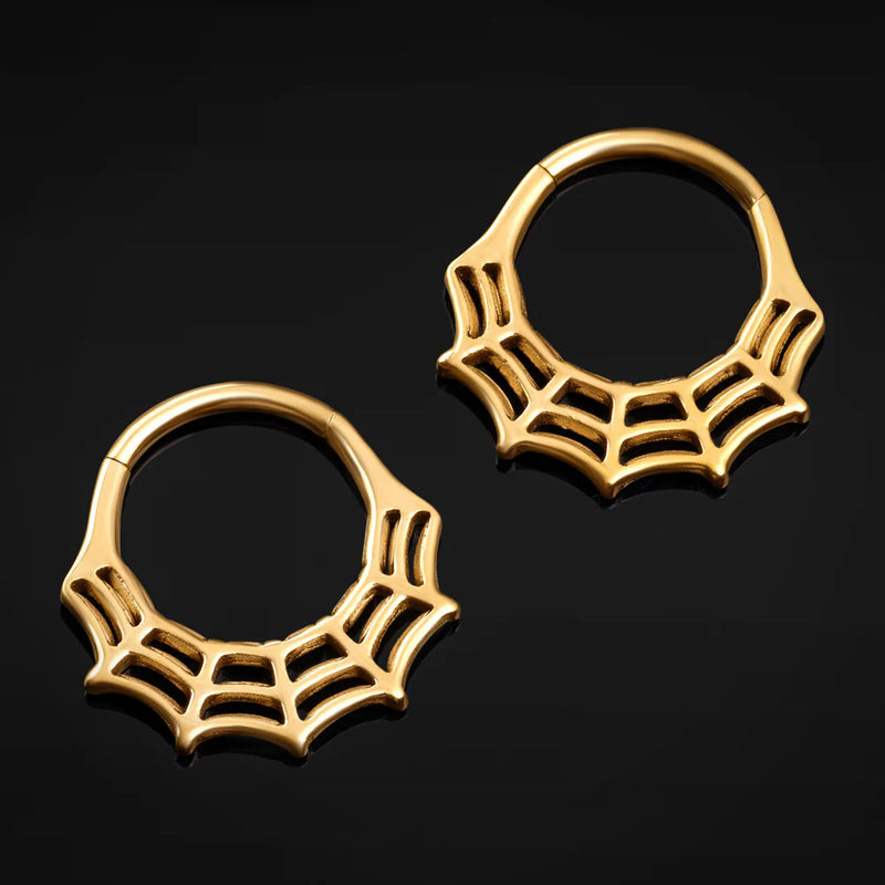 Clicker pour septum, doré, toile d’araignée, titane ASTM F136