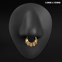 Clicker pour septum, doré, toile d’araignée, titane ASTM F136