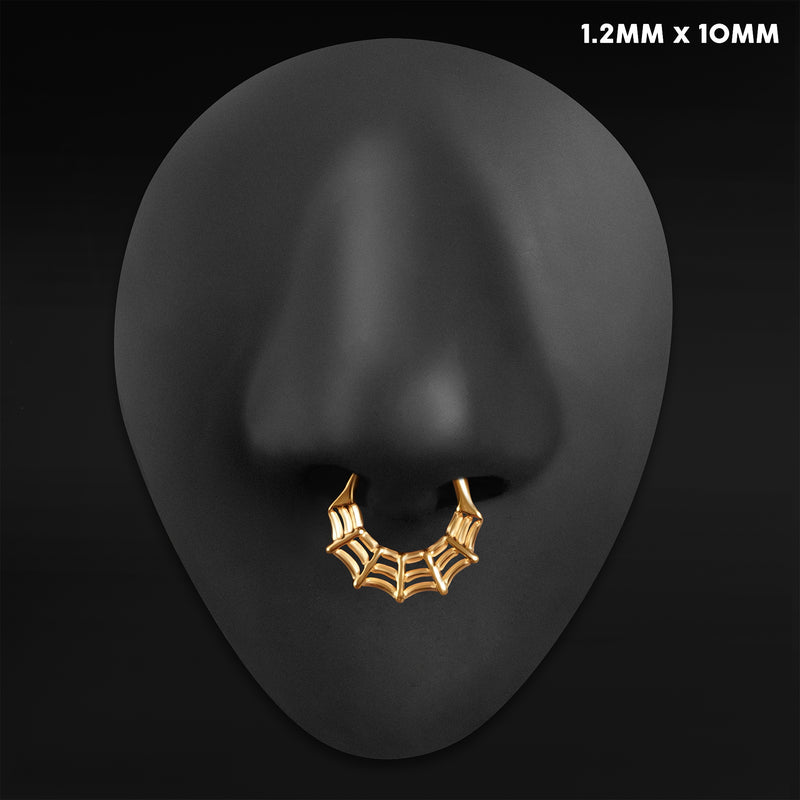 Clicker pour septum, doré, toile d’araignée, titane ASTM F136