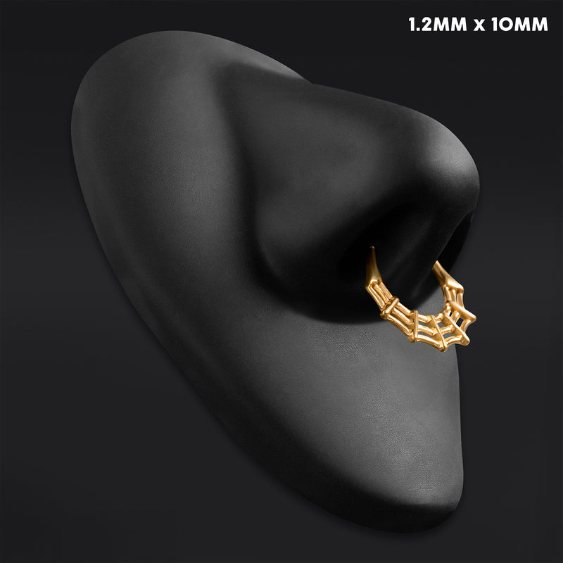 Clicker pour septum, doré, toile d’araignée, titane ASTM F136