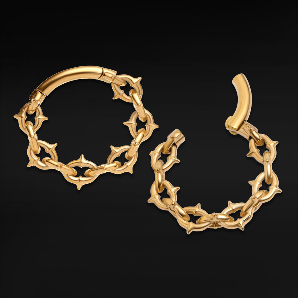 Goldene Ketten-Ohrhänger mit Spikes – Paar