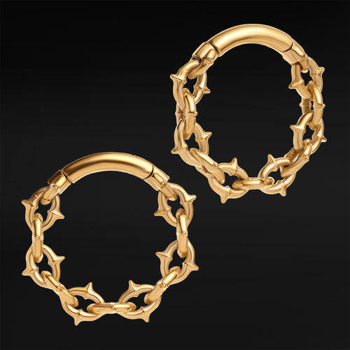 Gold Spiked Chain Ear Hangers - Pair