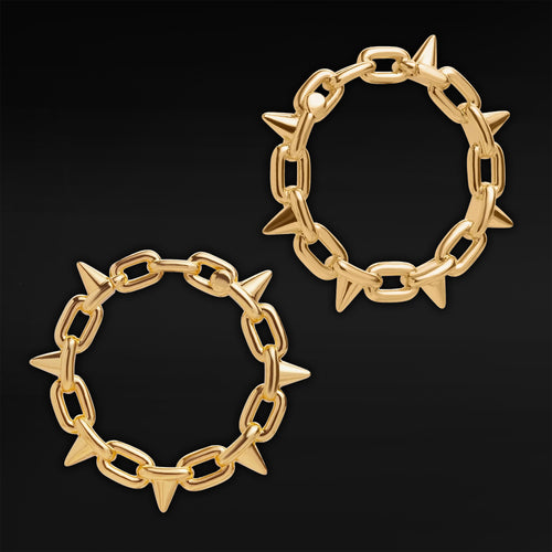 Gold Spiked Chain Earring Hanger Ear Weights (Pair)