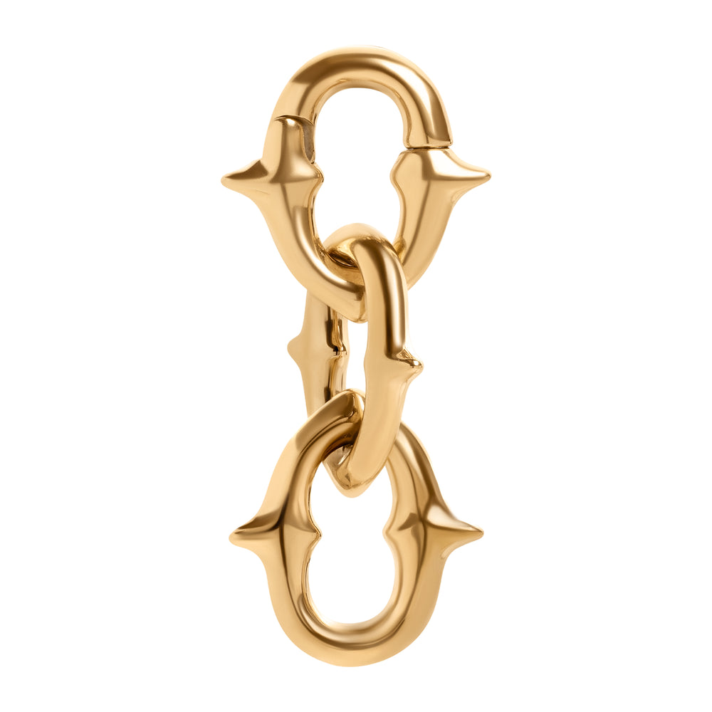Gold Spiked Chain Link Earring Hanger Ear Weights (Pair) - Pair of Gold Spiked Chain Link Ear Weights For Stretched Ears