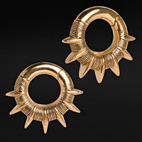 Poids d'oreille à pointes en acier doré - Paire