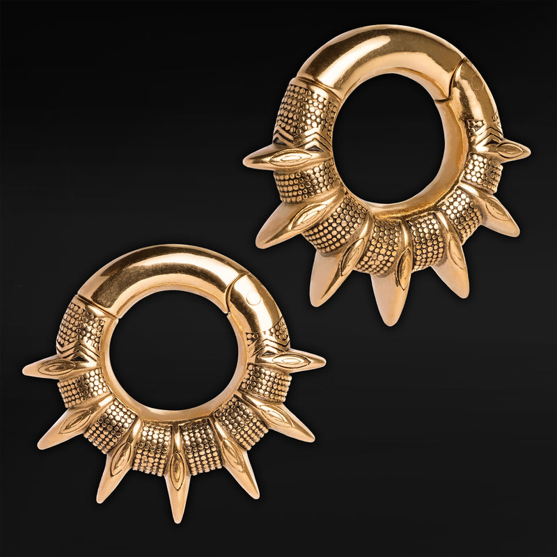 Poids d'oreille à pointes en acier doré - Paire