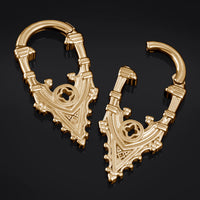 Pendants d'oreilles Spire en acier doré - Paire